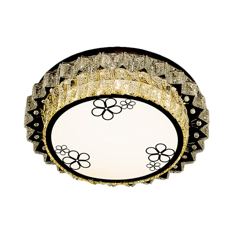 Runde Unterputzleuchte aus Edelstahl, moderne, klare Kristall-LED-Leuchte in Deckennähe