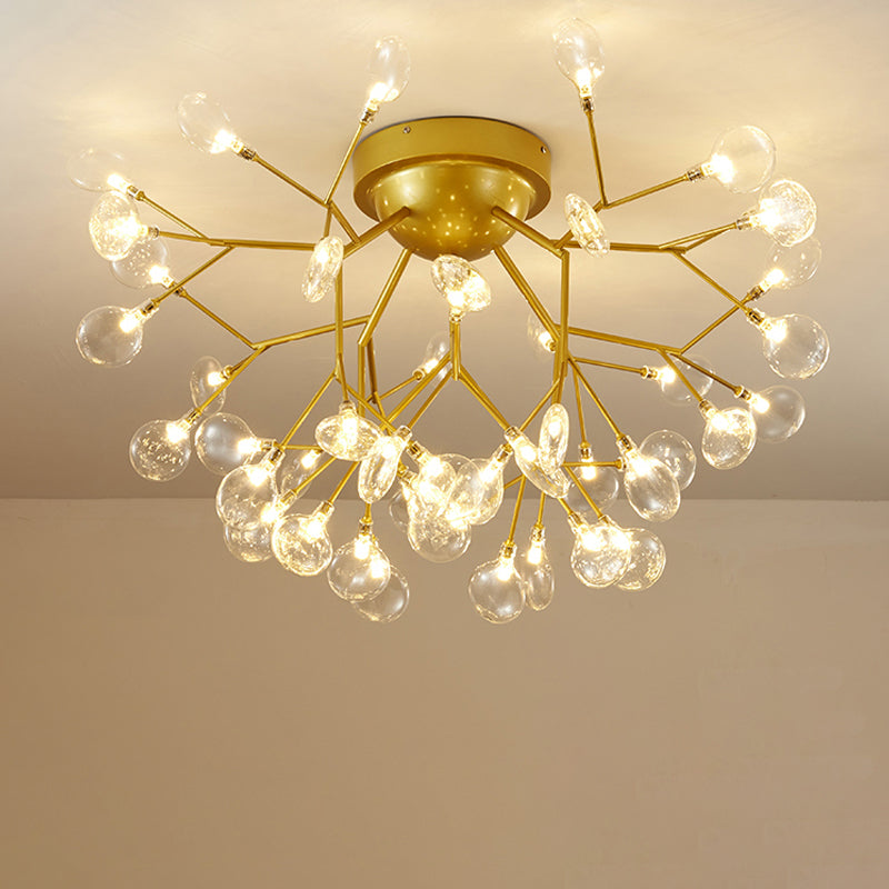 Nordic Heracleum Flush Light Fixture Metal Living Room LED Ceiling Flush Mount in Brass