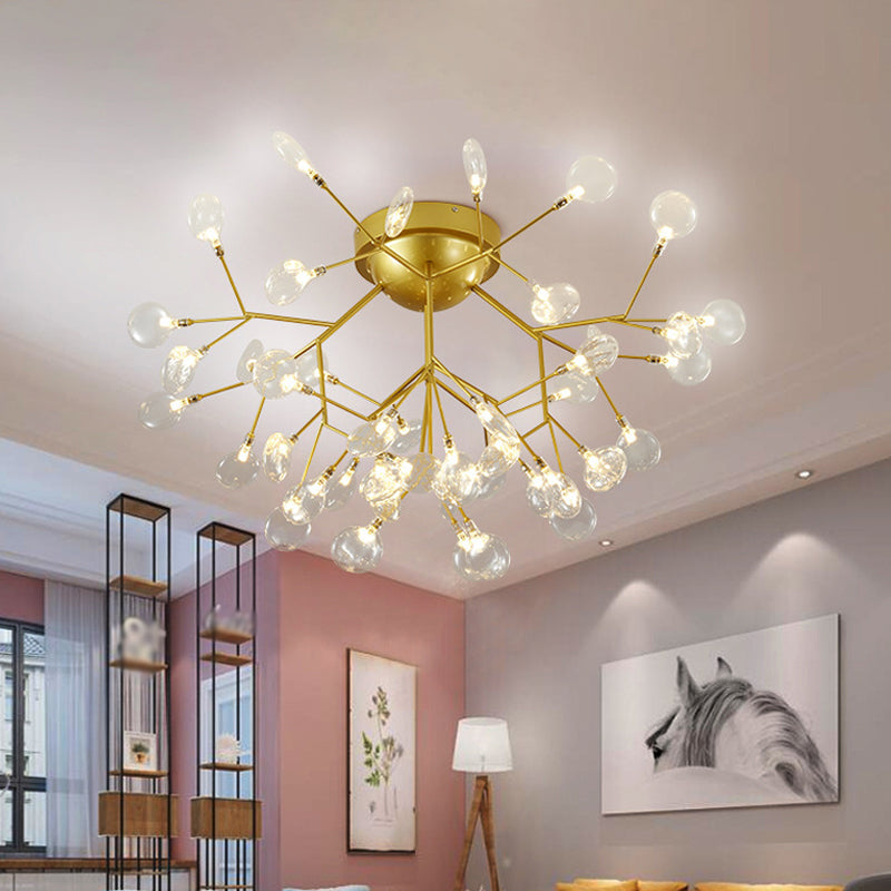 Nordic Heracleum Flush Light Fixture Metal Living Room LED Ceiling Flush Mount in Brass