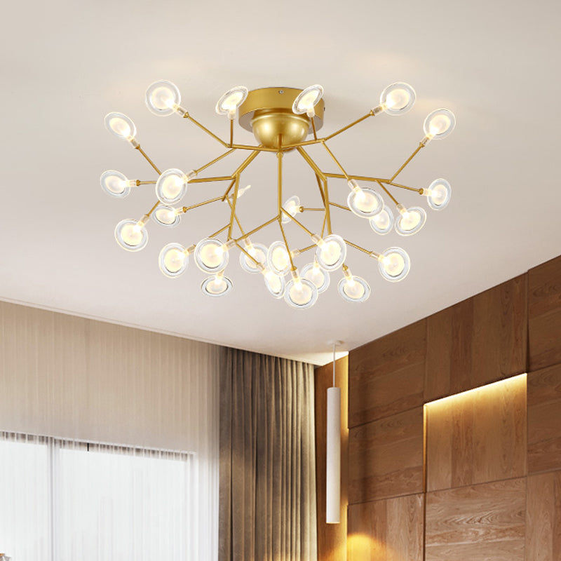 Acrylic Leaf-Shaped Flush Mount Lamp Modern LED Close to Ceiling Lighting for Bedroom