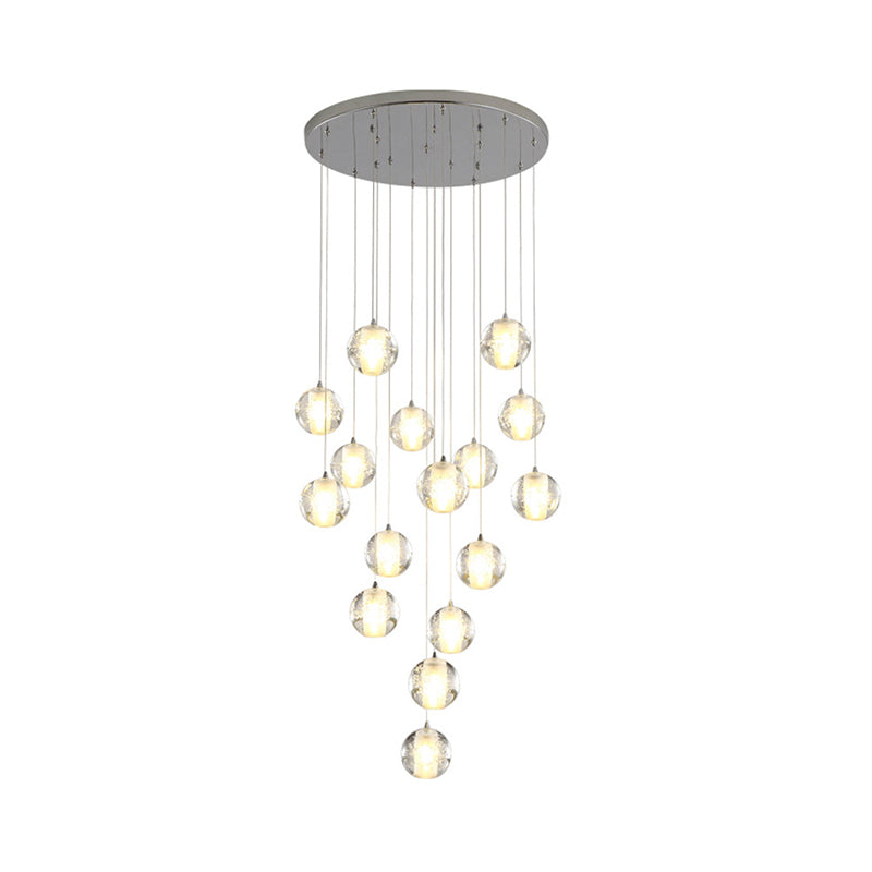 Multi Pendentif Multi Pendant Clear Crystal Crystal Chrome Chrome Plafond Lampe pour les escaliers