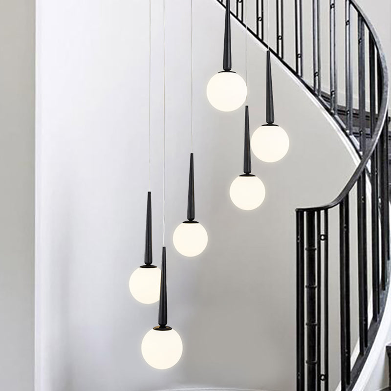 Milchglaskugel Cluster Anhänger moderner Stil Hängende Leuchte mit Metallringoberteil