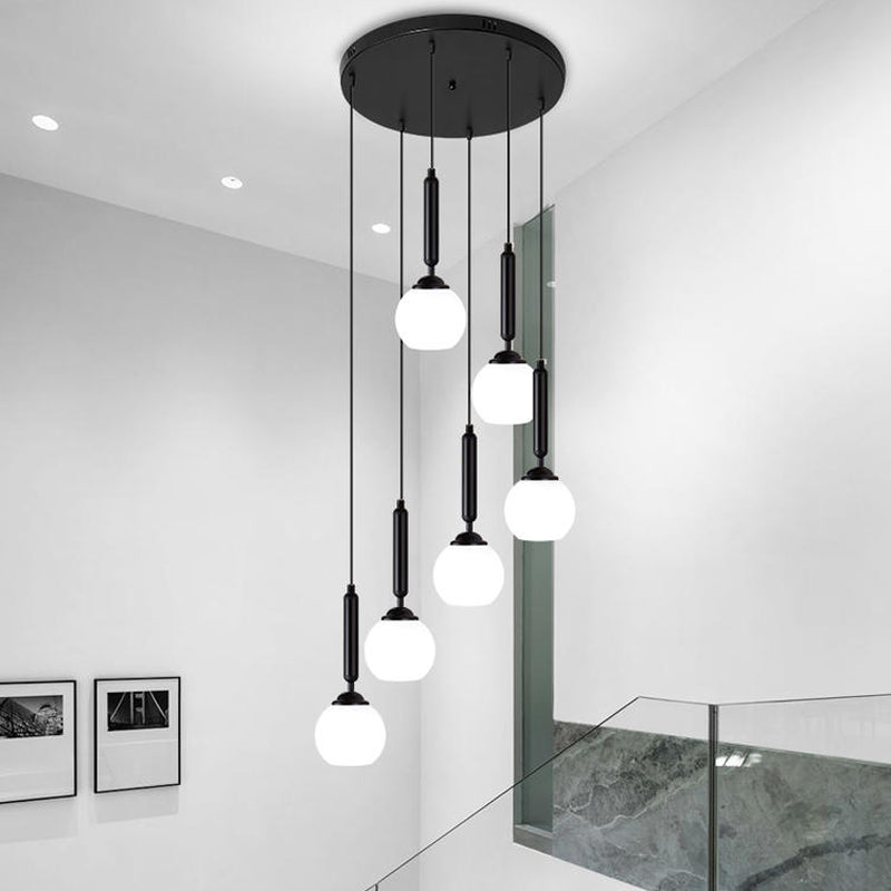 Opal Glass Global Multiple Hanging Light Simplicity Suspension Lighting for Stairs