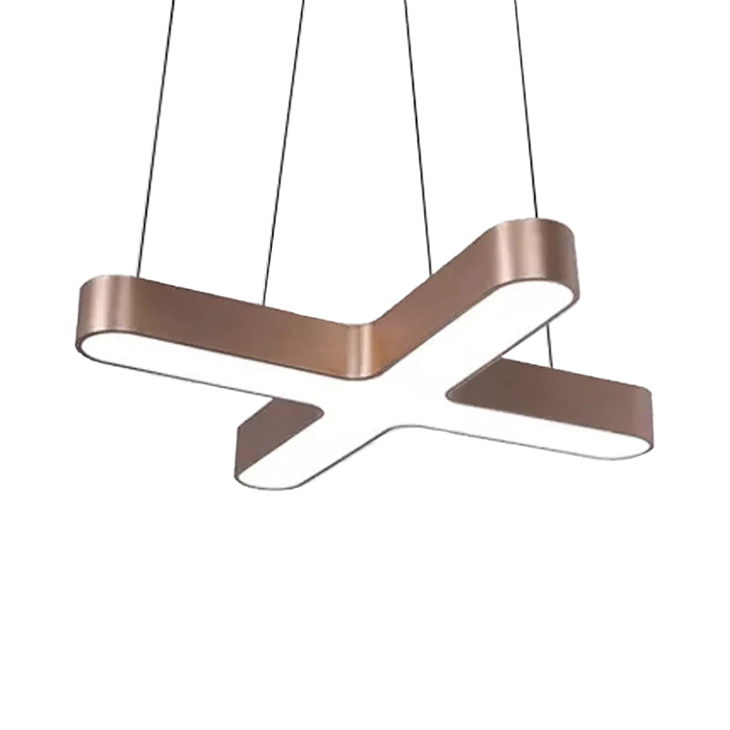 White/Black/Gold Cross Hanging Lamp Modern 23.5"/35.5" Wide Led Metal Ceiling Pendant Light for Office with Opaline Diffuser