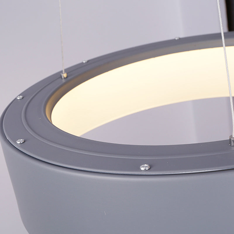 18"/23.5"/31.5" Dia Ring Ceiling Light Minimalist Metal White/Gray/Black Integrated LED Pendant Light Fixture for Dining Room