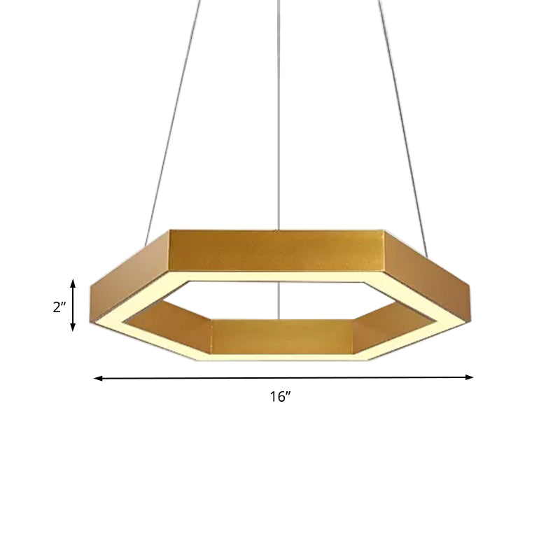 Hexagon Metall Suspension Lampe modern 16 "/23,5" breites LED -goldener hängende Decke Anhänger Licht für Wohnzimmer, a/b