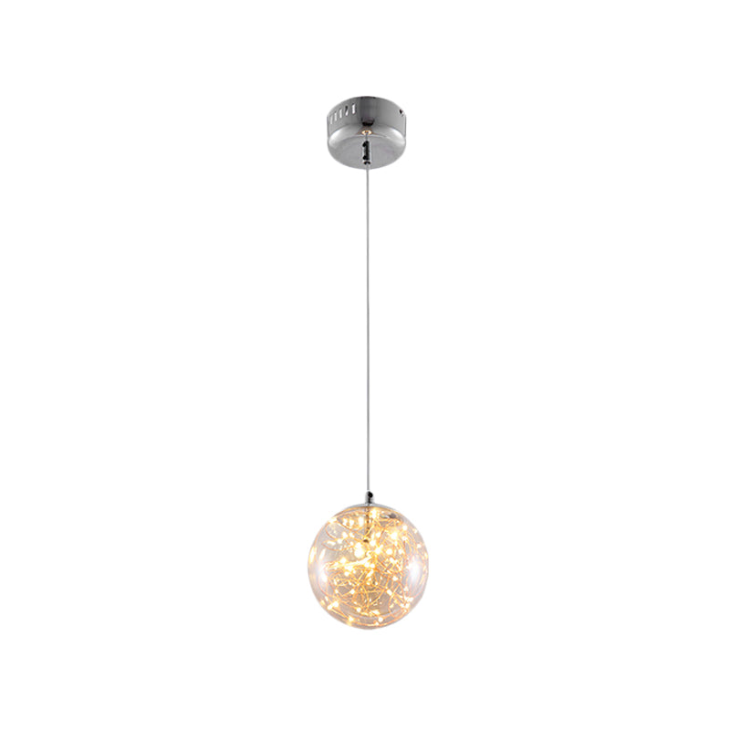 Ball Pendant Light Kit Minimal LED Glass Down Lighting with Inside Glowing String