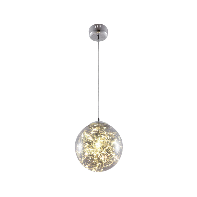 Ball Pendant Light Kit Minimal LED Glass Down Lighting with Inside Glowing String