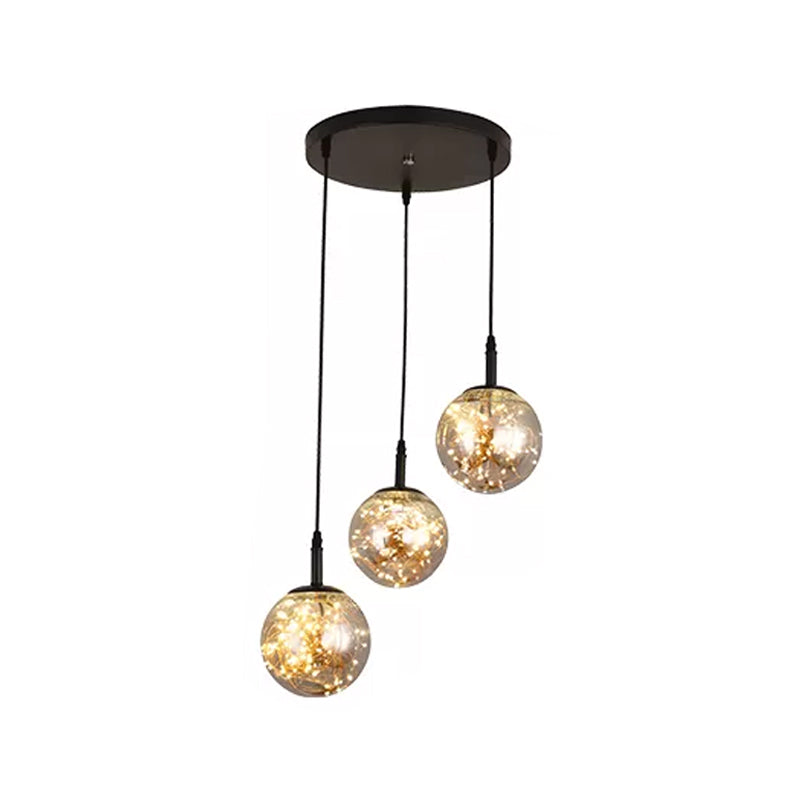 Spherical Cluster Pendant Light Simplicity Glass Bedroom Starry Hanging Lamp Kit