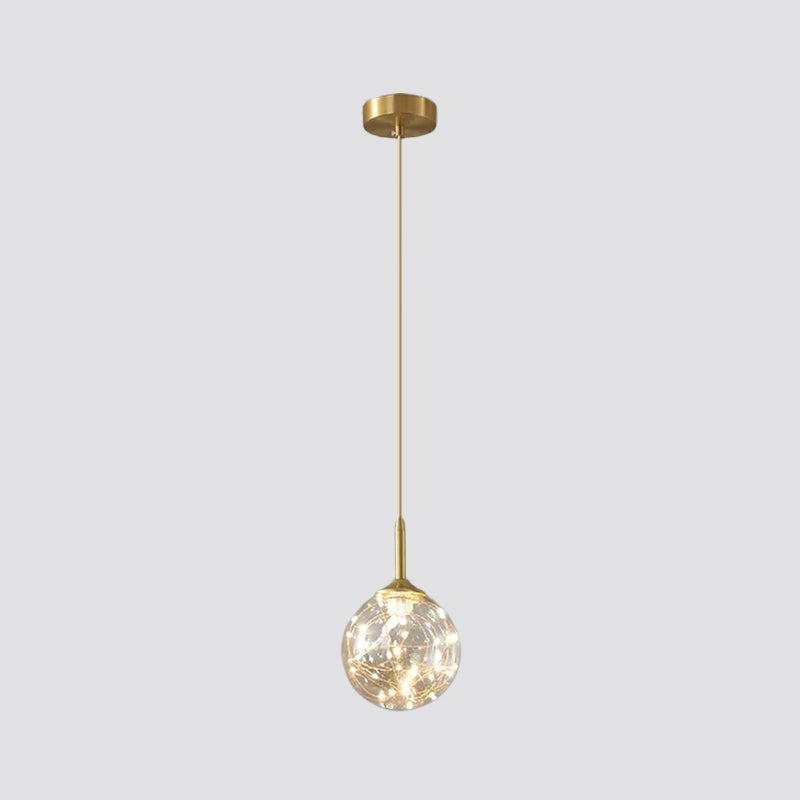 Moderne bol plafond hanger glazen eetkamer led suspensielamp in messing