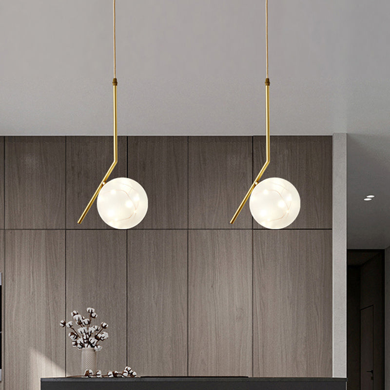 Moderne bol plafond hanger glazen eetkamer led suspensielamp in messing