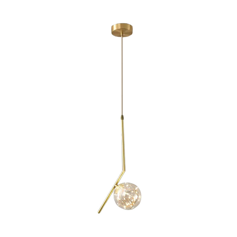 Moderne bol plafond hanger glazen eetkamer led suspensielamp in messing
