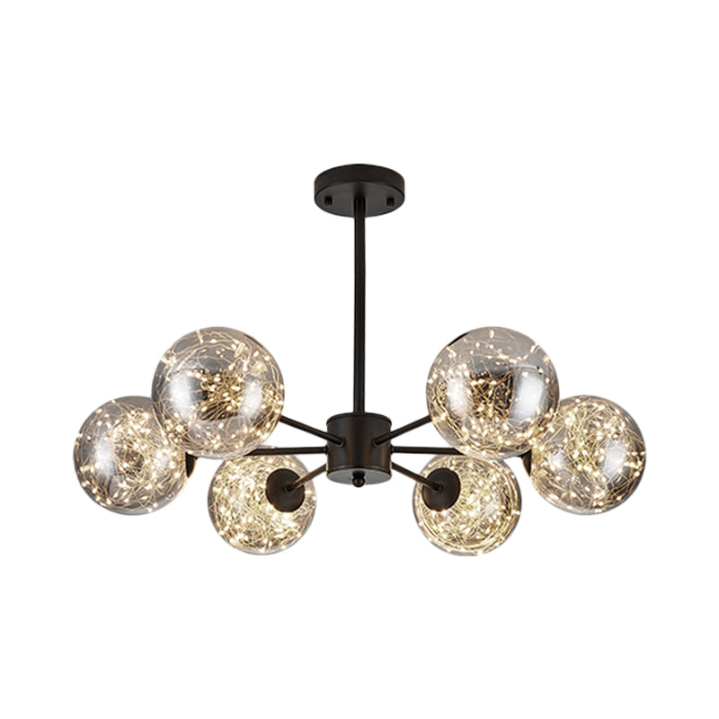 Lampadario a pendente globale modernista fumato fumio grigio vetro a led sospensione luce con corda luminosa