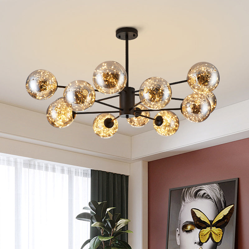 Lampadario a pendente globale modernista fumato fumio grigio vetro a led sospensione luce con corda luminosa