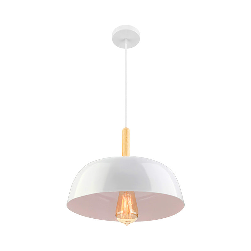 Lámpara de techo de tazón Estilo simple 1 Luz de colgante colgante negro/blanco para comedor para comedor, 12.5 "/19" de ancho