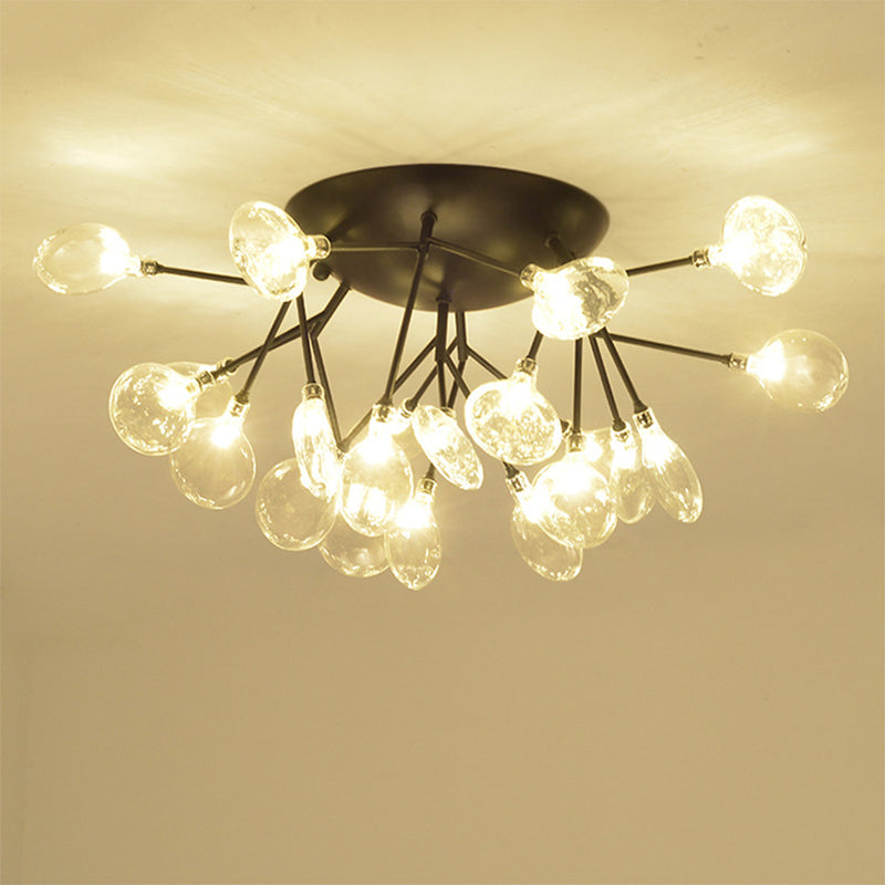 Leaves Clear Glass Flush Mount Lamp Modernist LED Black Ceiling Flush for Living Room