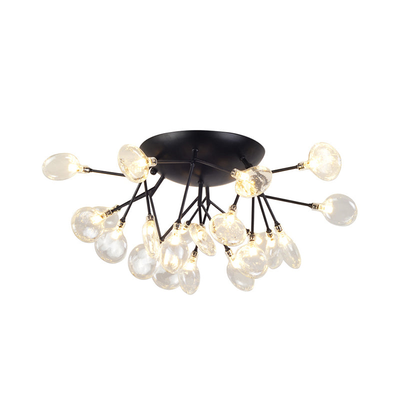 Leaves Clear Glass Flush Mount Lamp Modernist LED Black Ceiling Flush for Living Room
