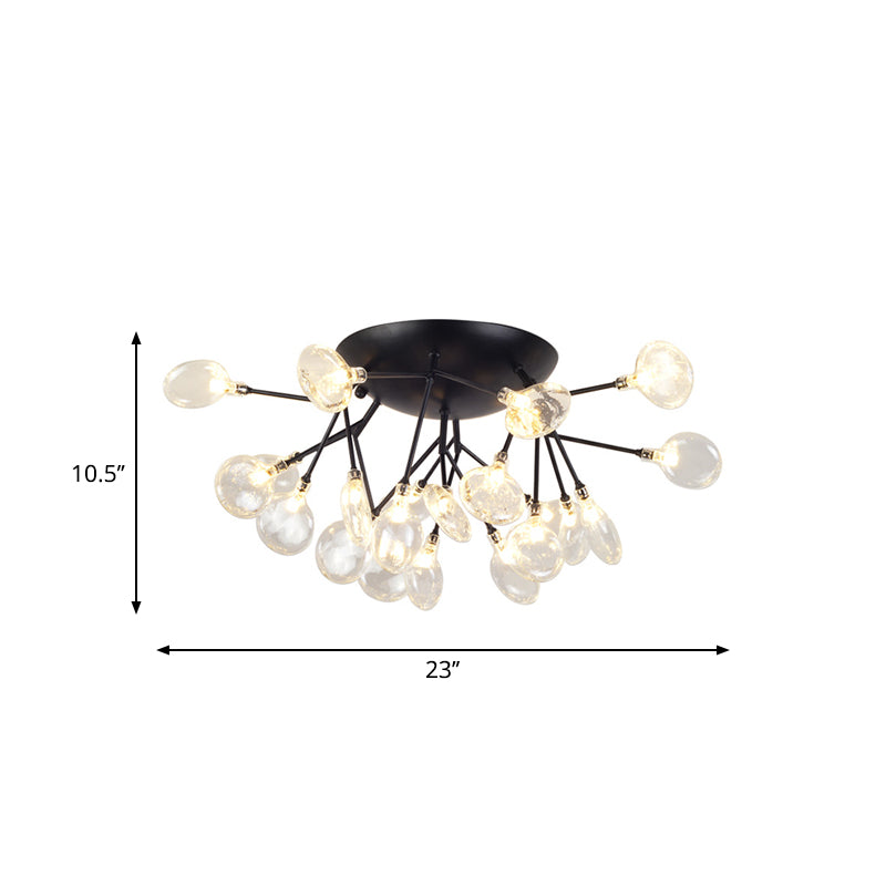 Leaves Clear Glass Flush Mount Lamp Modernist LED Black Ceiling Flush for Living Room