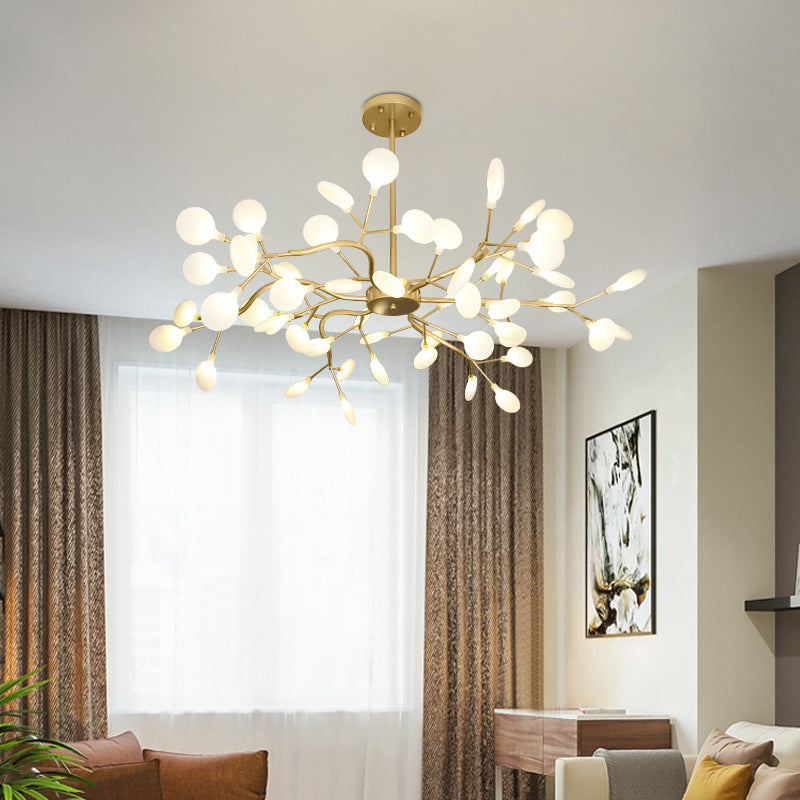 Modern Branch-Like Wireframe Chandelier Metal Living Room LED Hanging Light Fixture