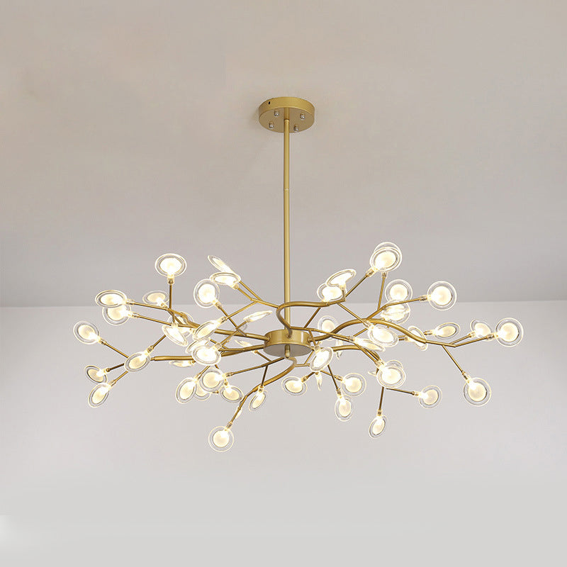 Modern Branch-Like Wireframe Chandelier Metal Living Room LED Hanging Light Fixture