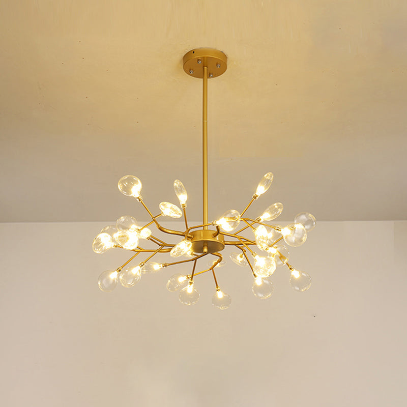 Leaf-Shaped Chandelier Light Modernist Metal LED Brass Pendant Lighting Fixture