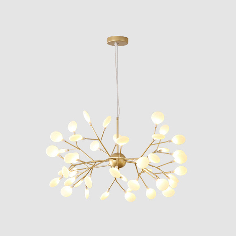 Leaf Chandelier Contemporary Acrylic LED Gold Ceiling Suspension Lamp for Living Room