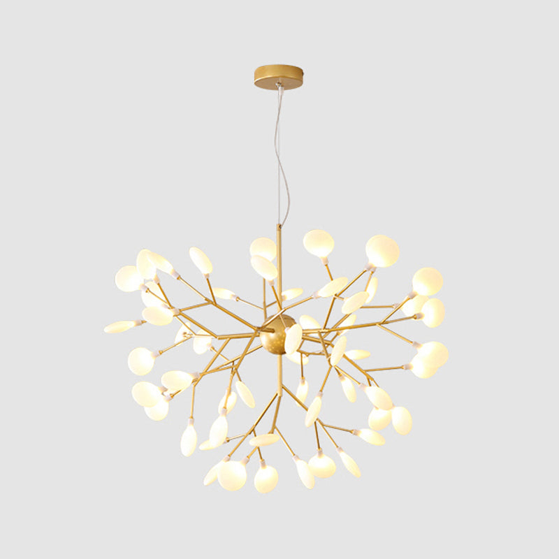 Leaf Chandelier Contemporary Acrylic LED Gold Ceiling Suspension Lamp for Living Room
