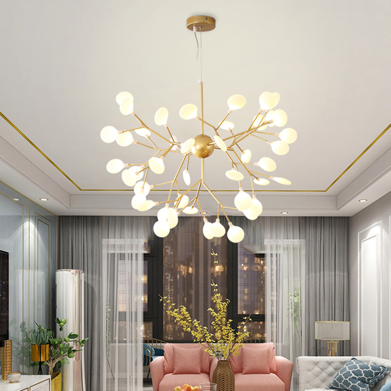Leaf Chandelier Contemporary Acrylic LED Gold Ceiling Suspension Lamp for Living Room