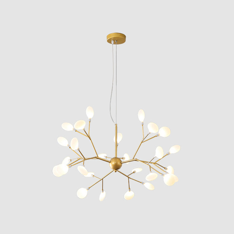 Leaf Chandelier Contemporary Acrylic LED Gold Ceiling Suspension Lamp for Living Room