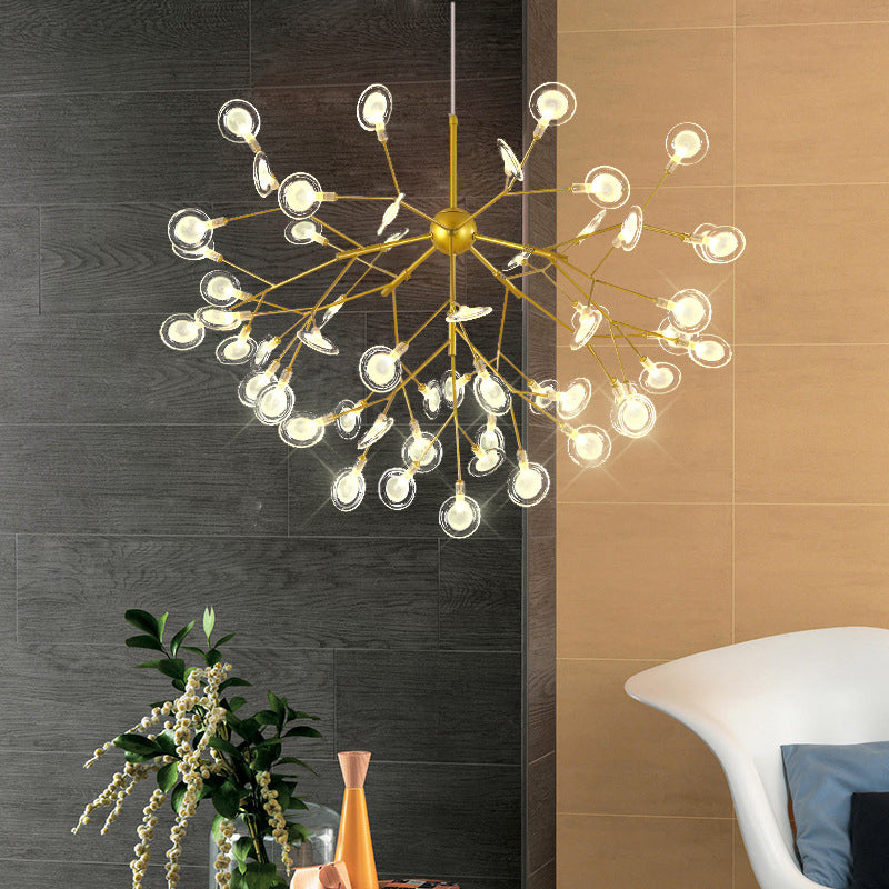 Simplicity Leaf Chandelier Lamp Acrylic Living Room LED Drop Pendant with Branch-Like Wireframe