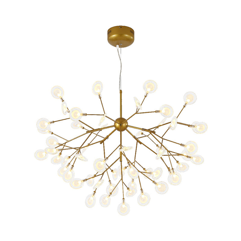 Simplicity Leaf Chandelier Lamp Acrylic Living Room LED Drop Pendant with Branch-Like Wireframe