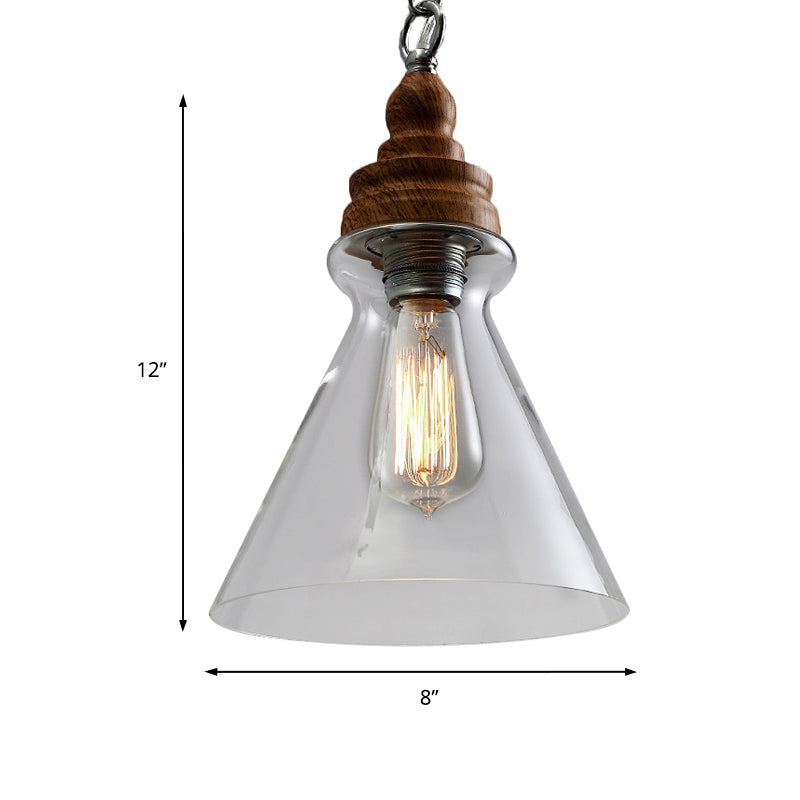 Globe/Bowl/Cone Clear Glass Pendant Lighting Modernist 1 Light Brown Ceiling Lamp Kit with Chain for Restaurant