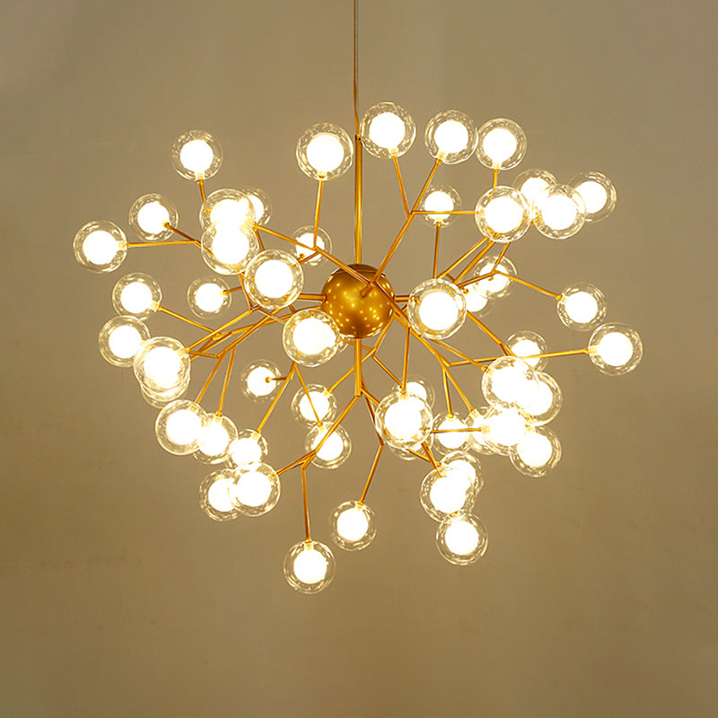 Simplicity LED Chandelier Lamp Bubble Pendant Lighting with Dual Glass Shade for Living Room