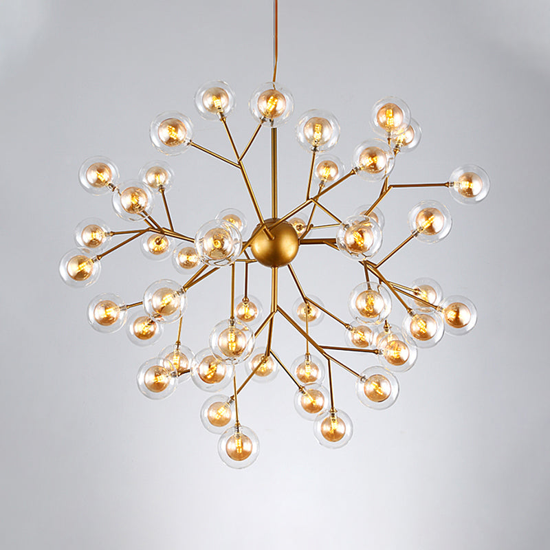 Simplicity LED Chandelier Lamp Bubble Pendant Lighting with Dual Glass Shade for Living Room