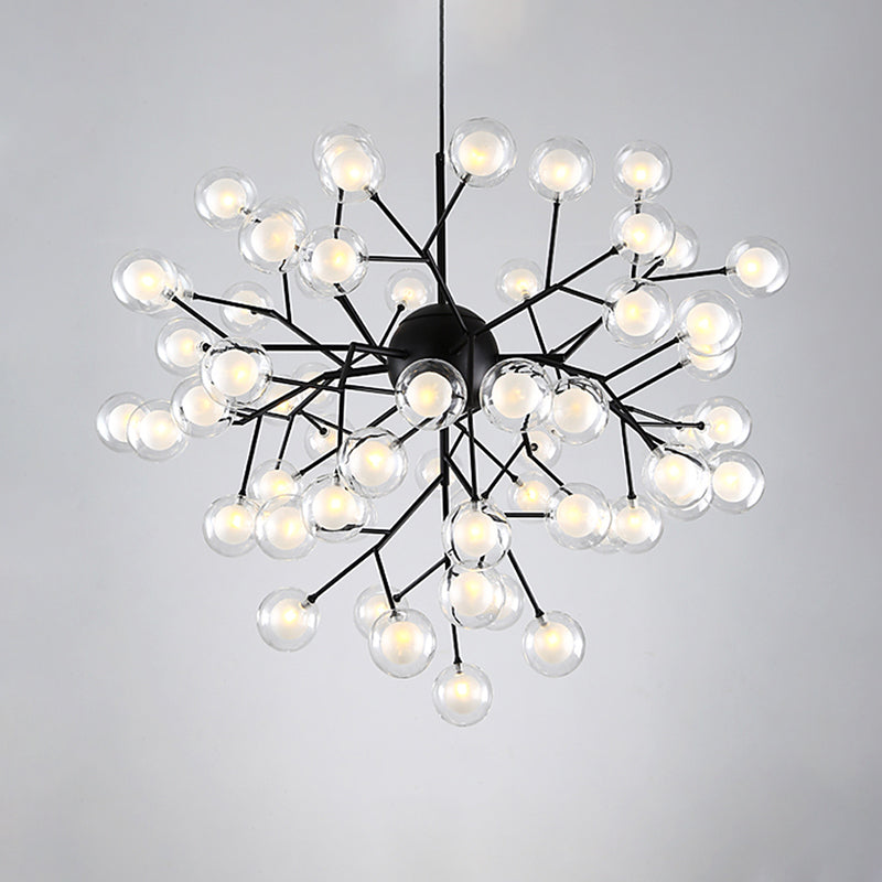 Simplicity LED Chandelier Lamp Bubble Pendant Lighting with Dual Glass Shade for Living Room