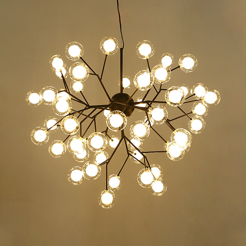 Simplicity LED Chandelier Lamp Bubble Pendant Lighting with Dual Glass Shade for Living Room