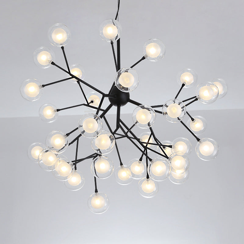 Simplicity LED Chandelier Lamp Bubble Pendant Lighting with Dual Glass Shade for Living Room