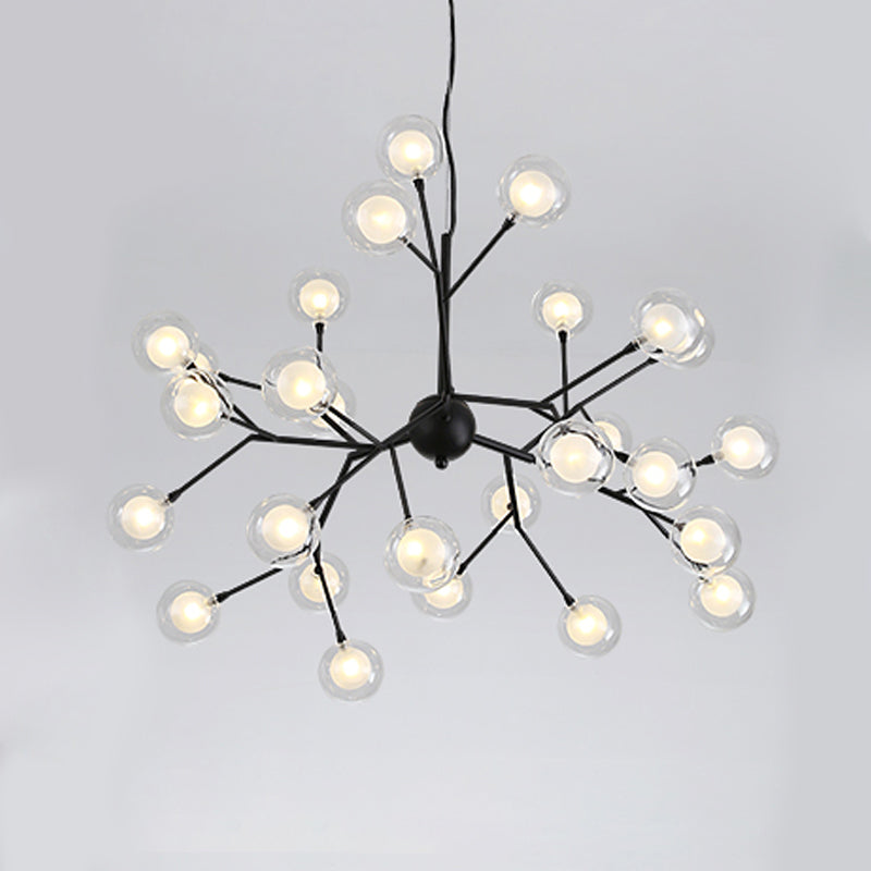 Simplicity LED Chandelier Lamp Bubble Pendant Lighting with Dual Glass Shade for Living Room
