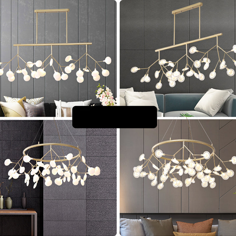 Leaves LED Pendant Light Fixture Modernist Acrylic 27 Heads Island Lamp for Living Room