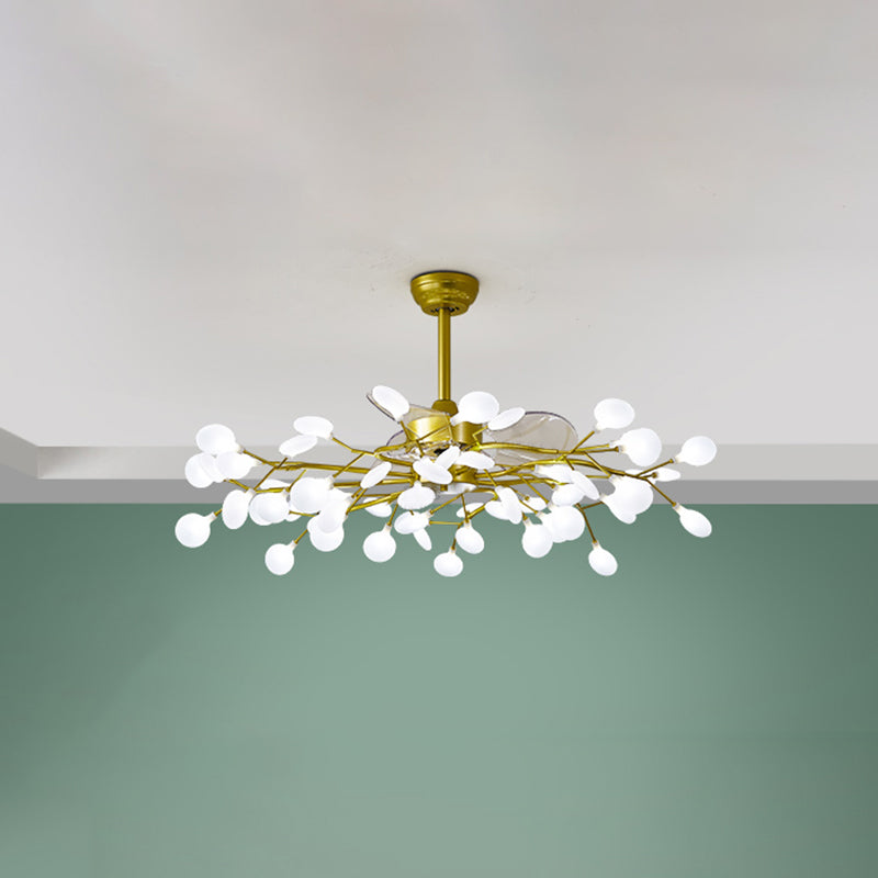 3-Blade Acryl Firefly Deckenlüfter Leicht minimalistische LED-Semi-Flush für Wohnzimmer