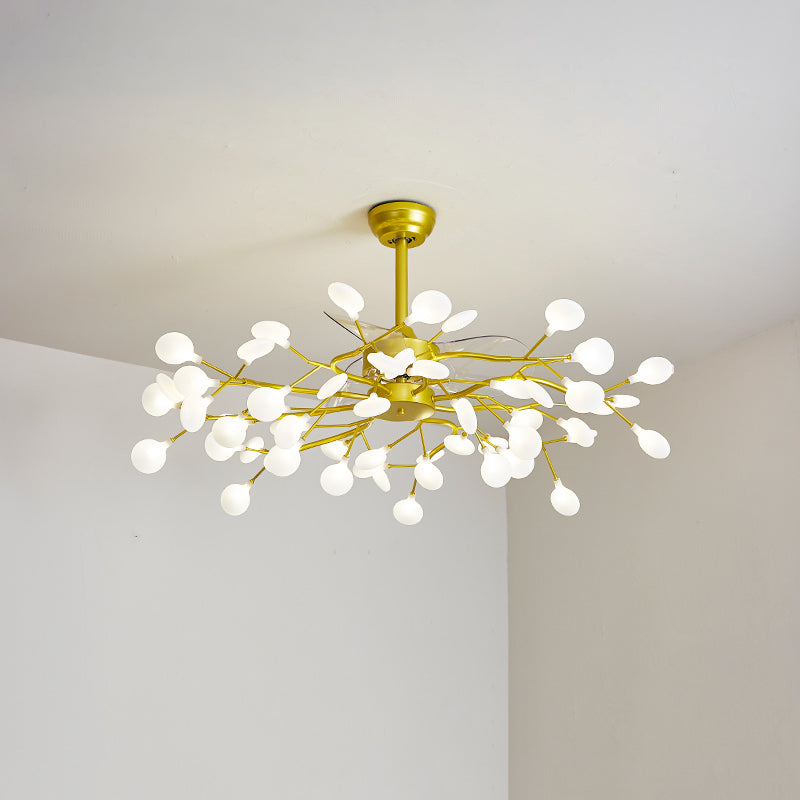 3-Blade Acryl Firefly Deckenlüfter Leicht minimalistische LED-Semi-Flush für Wohnzimmer