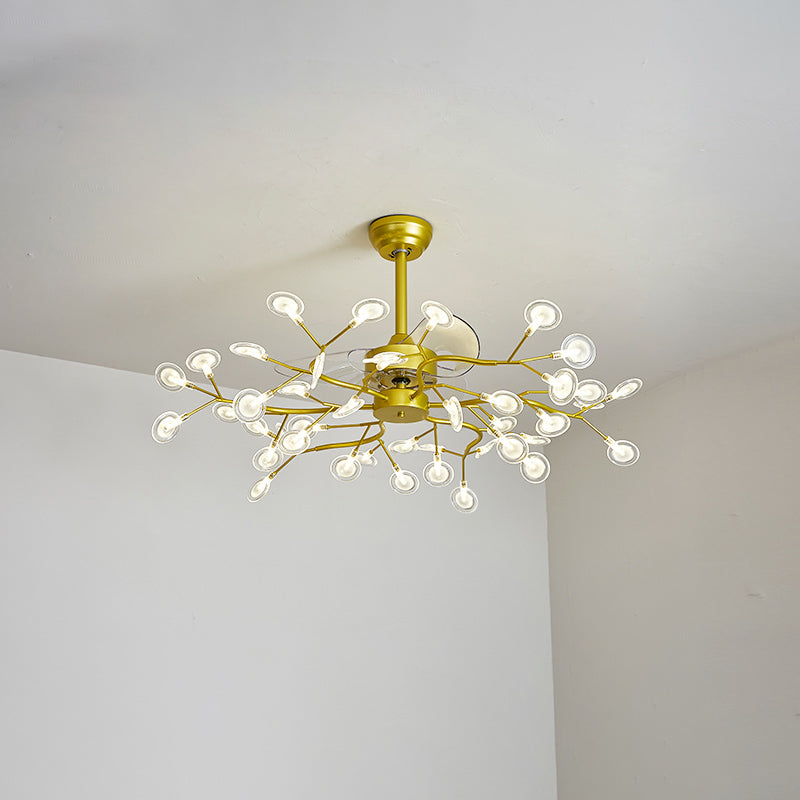 3-Blade Acryl Firefly Deckenlüfter Leicht minimalistische LED-Semi-Flush für Wohnzimmer