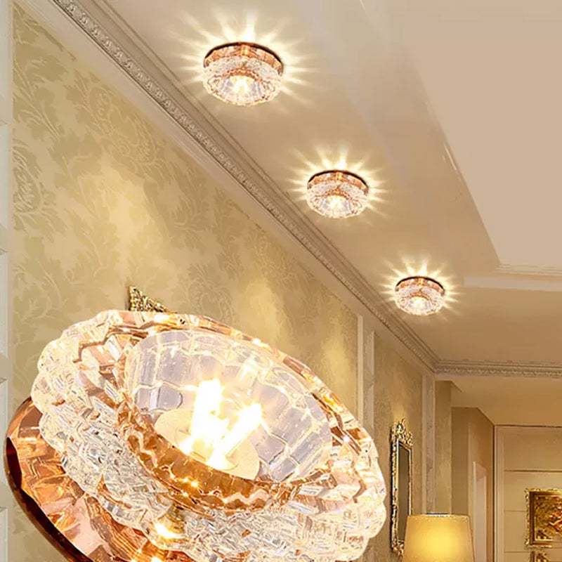 Crystal Blossom Flush Mount Fixture Modernist LED Ceiling Flush with Layered Design for Corridor