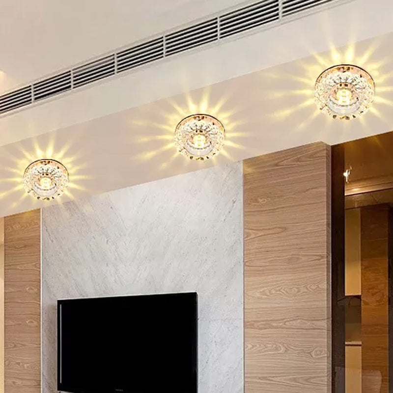 Crystal Blossom Flush Mount Fixture Modernist LED Ceiling Flush with Layered Design for Corridor