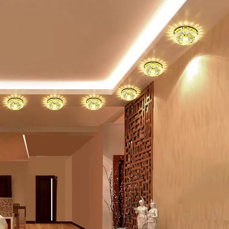 Crystal Blossom Flush Mount Fixture Modernist LED Ceiling Flush with Layered Design for Corridor