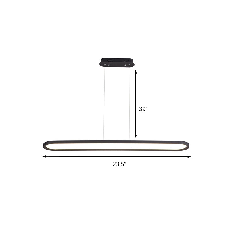 23.5"/35.5"/47" Wide Oval Acrylic Ceiling Pendant Simple LED White/Black/Brown Island Light in Warm/White/Remote Control Stepless Dimming Light