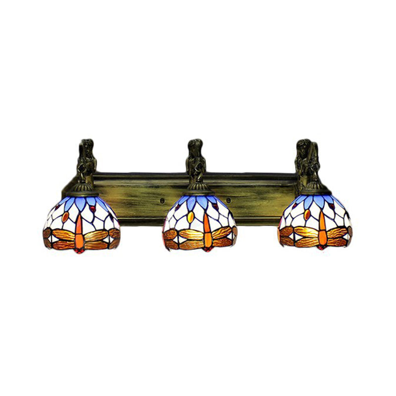 Brass Domed Wall Lighting Ideas Tiffany 3 Bulbs Stained Art Glass Wall Lights Fixture