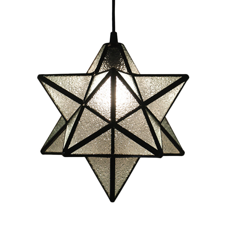 Tiffany Star Shade Pendant Lamp 1 Light Stained Glass Suspension Lighting for Bedroom