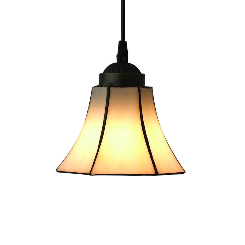 1 Light Pendant Lighting Mission Geometry Hand Cut Glass Hanging Light Fixture in Bronze
