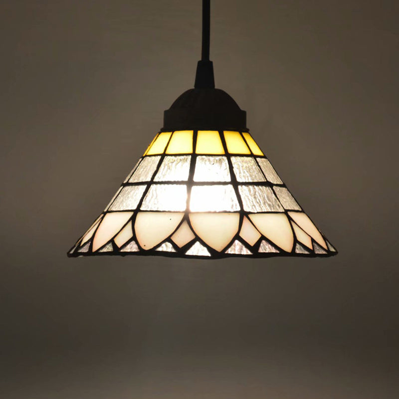 1 Light Pendant Lighting Mission Geometry Hand Cut Glass Hanging Light Fixture in Bronze